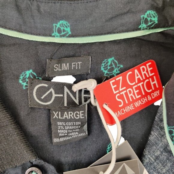 Mens G-NET Slim Fit Short Sleeve Button Down Shirt Blue Floral Size XL NWT - Picture 5 of 7